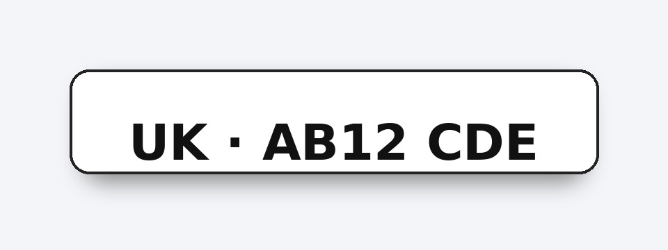 UK rendszám példa